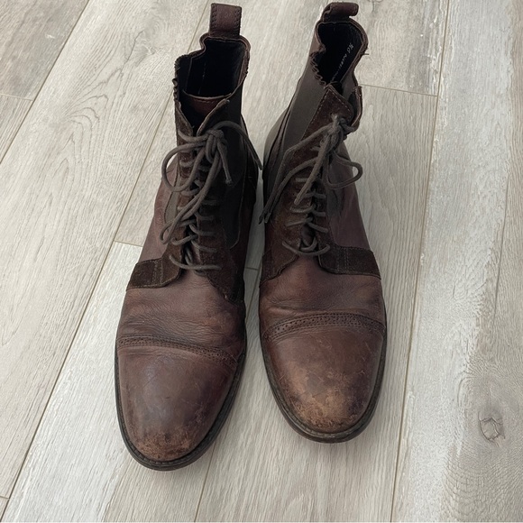 J.Lindeberg Leather Boots lace up ankle mens Brown (size 9.5) workwear retro main image 2